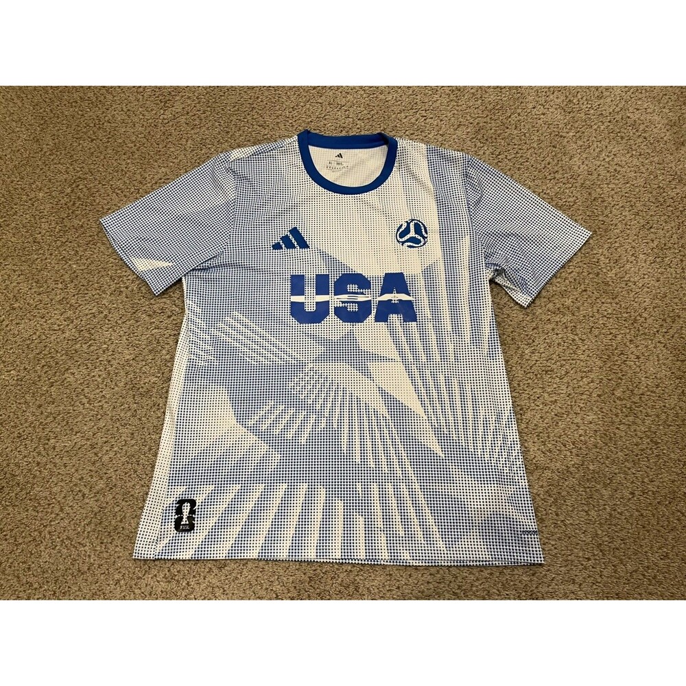 Adidas USA Men’s FIFA Soccer Jersey White/Glory Blue XL